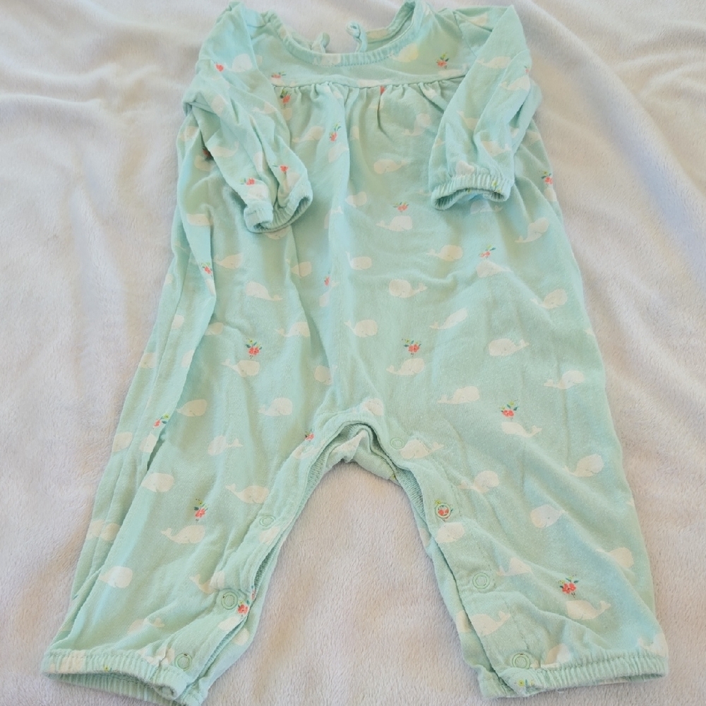 Aqua Whale Print Kids One Piece